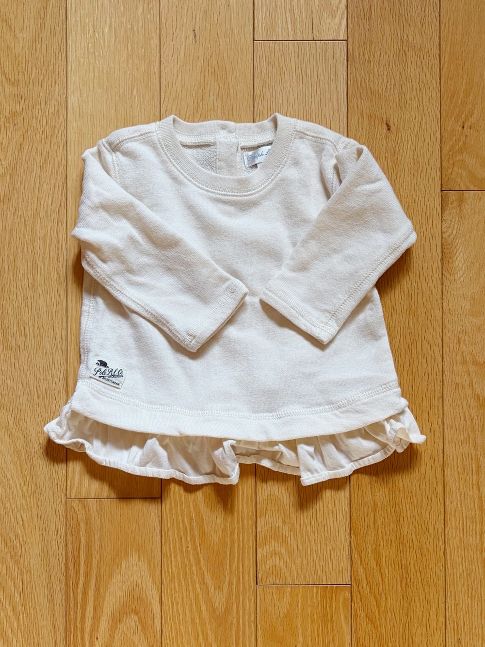 Ralph Lauren White Long-Sleeve Ruffle Hem Top